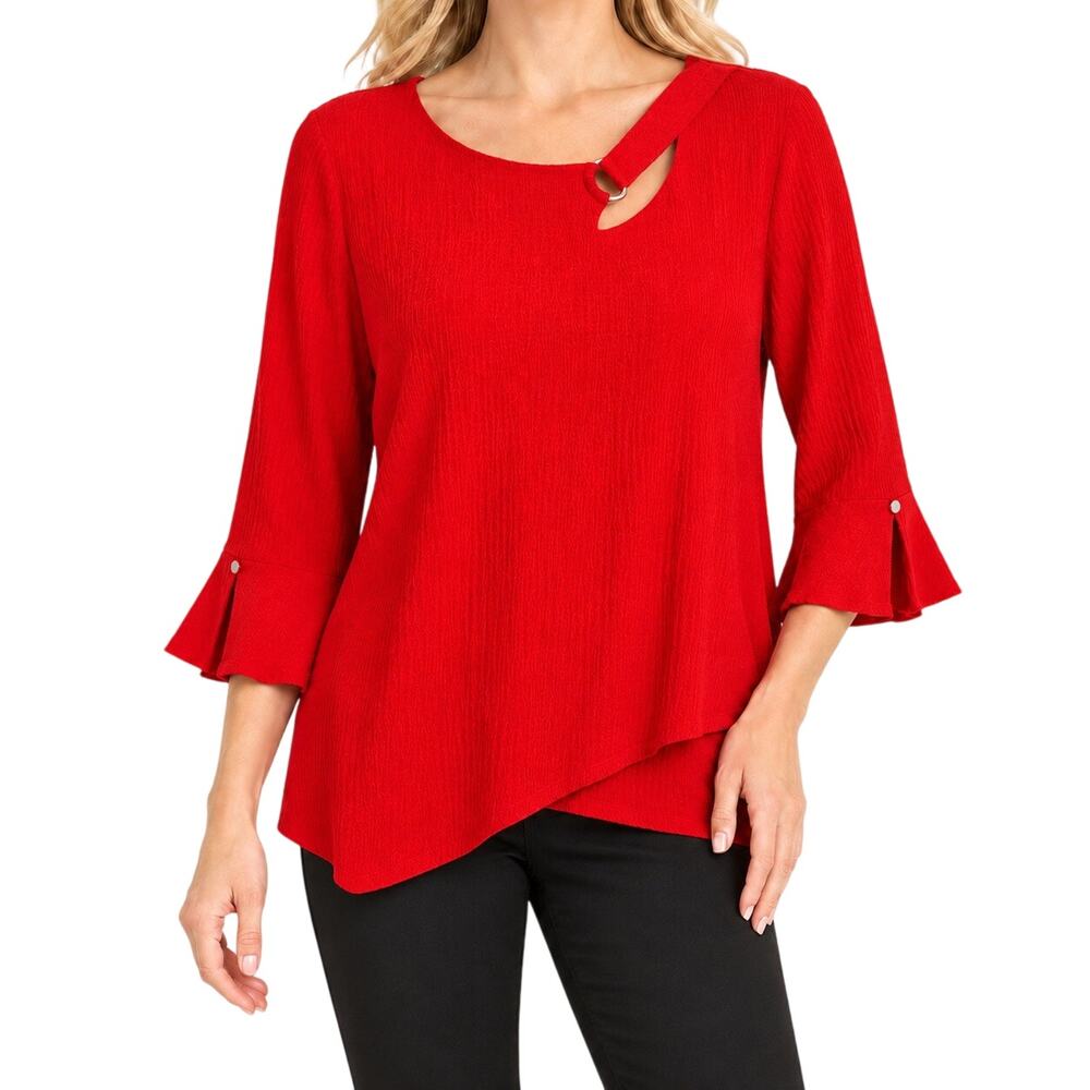 NEW NWT Ali Miles Sz Medium Red Wearable Art Unique Shirt Top Christmas Holiday